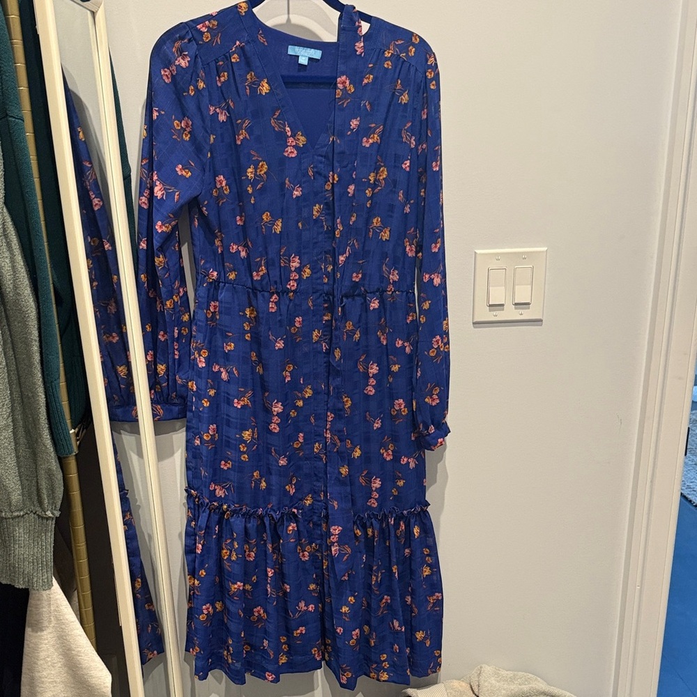 Draper James Blue Floral Midi Dress - Picture 2 of 2